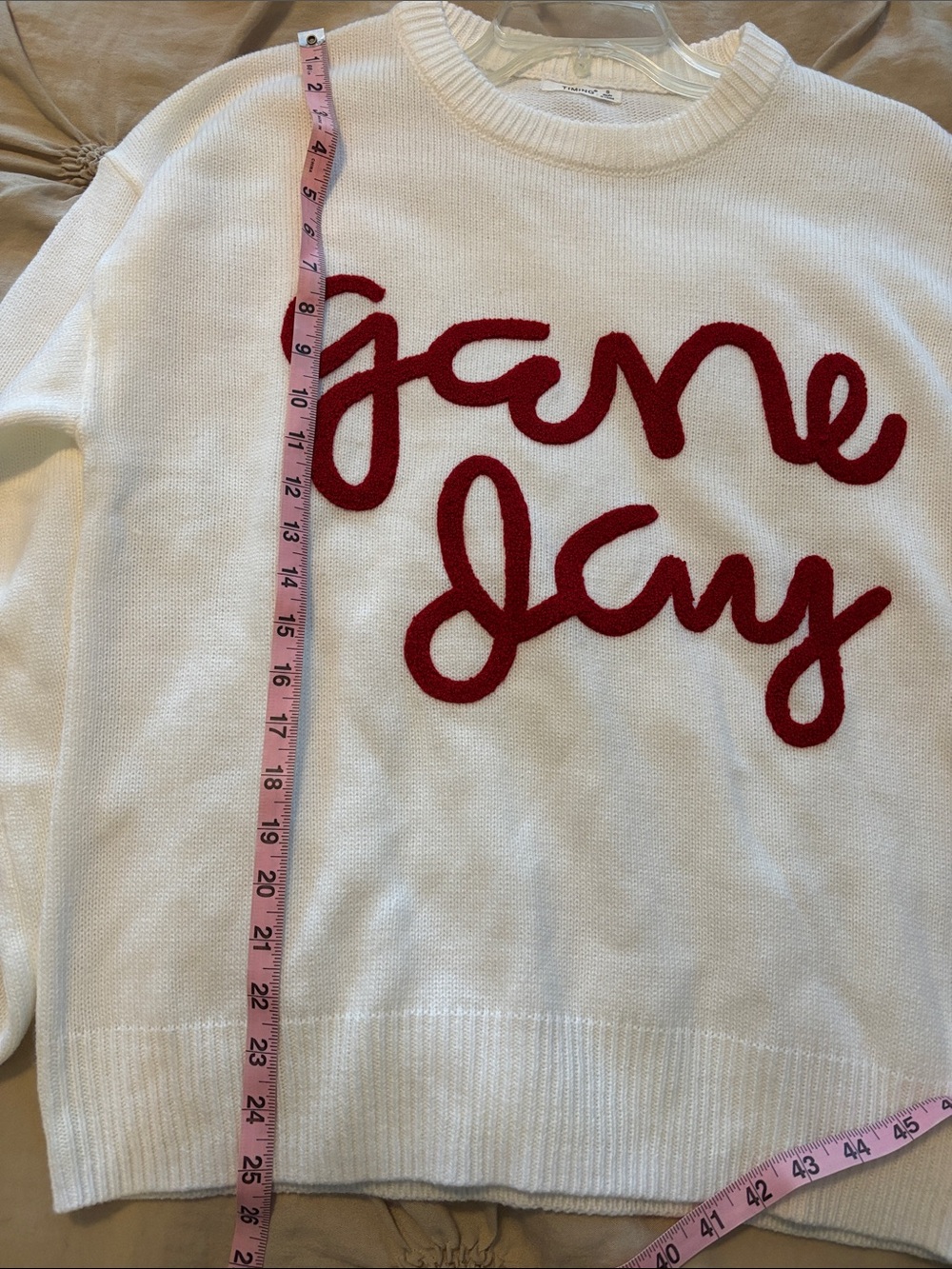 White Crewneck ‘Game Day’ Sweater with Red Script Logo - - Picture 6 of 6